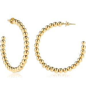 18KT Gold Plated Ball Hoop Earrings  NWT